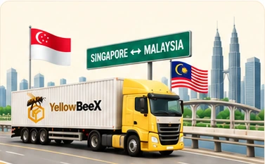 Large truck travelling between Singapore and Malaysia